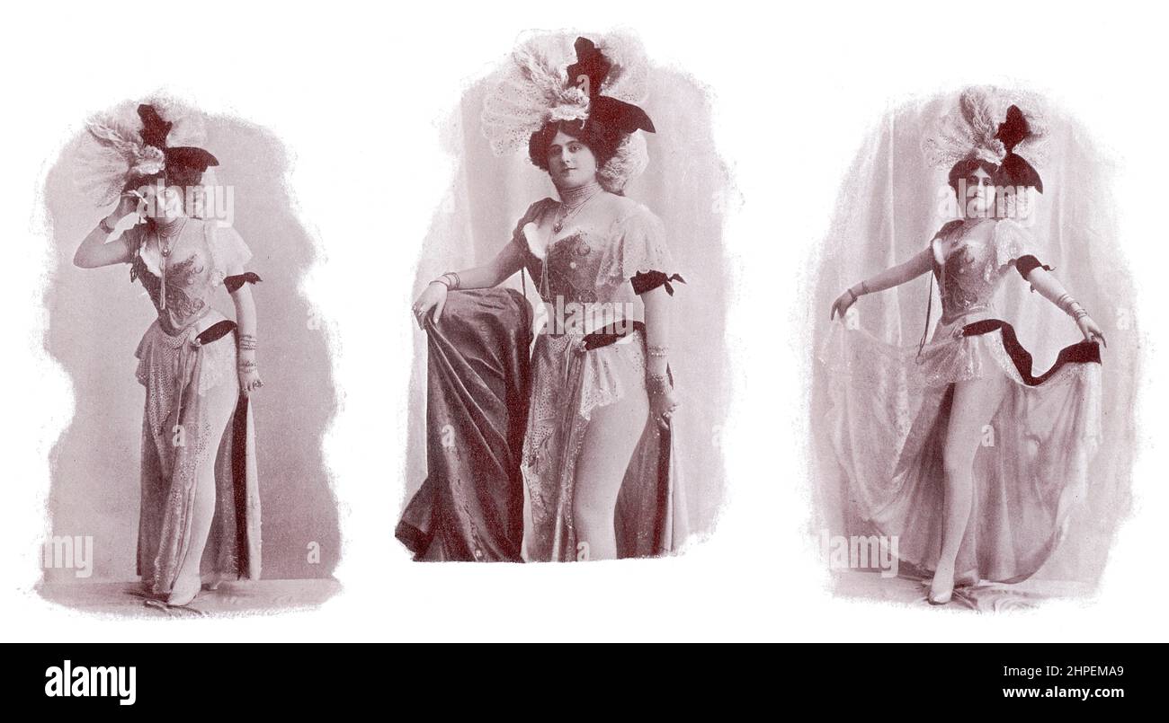 Ritratto di Liane de Vries, cantante olandese e artista di sala musicale e demi-mondaine della Belle Epoque. Immagine della rivista teatrale francese-tedesca 'Das Album', 1898. Foto Stock