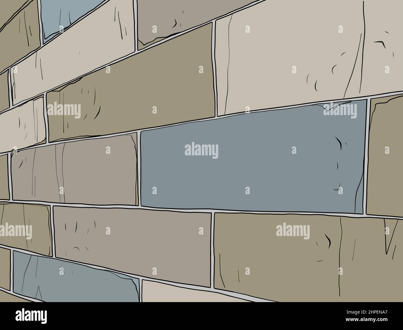 sfondo parete, mattoni blocchi, colore grigio. Prigione. Vista laterale Illustrazione Vettoriale