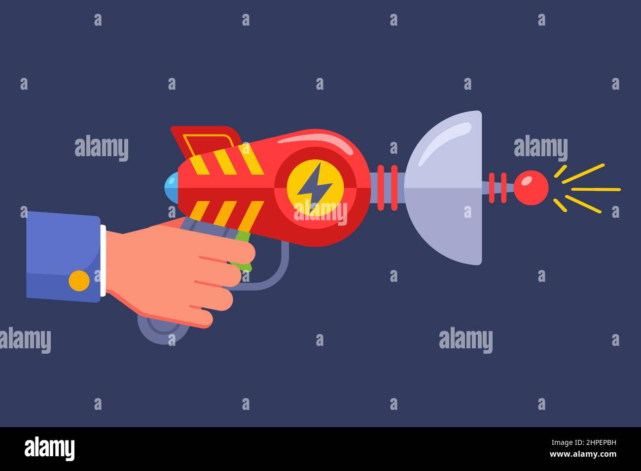 pistola di fantascienza aliena. illustrazione vettoriale piatta. Illustrazione Vettoriale