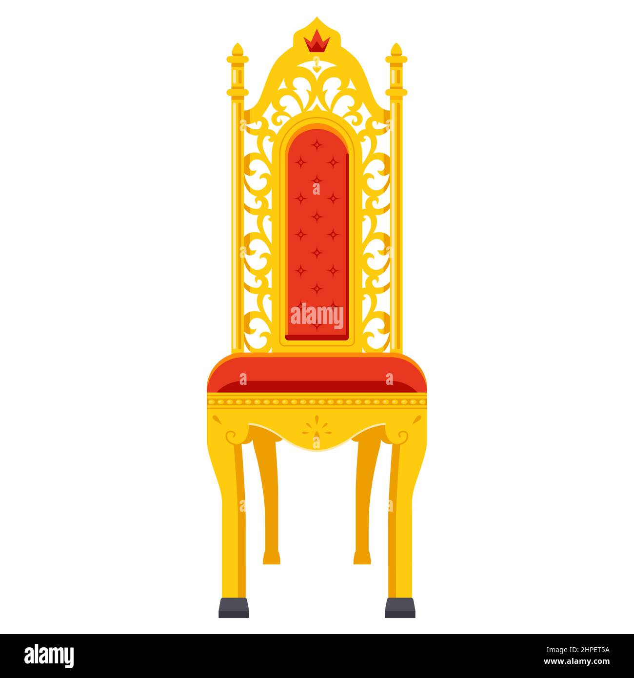 trono intagliato in oro per l'imperatore. sedia in stile classico. illustrazione vettoriale piatta. Illustrazione Vettoriale