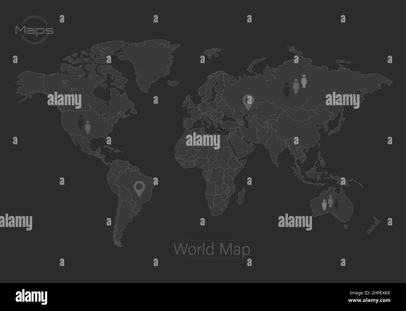 Mappa del mondo, disegno nero sfondo vettore Illustrazione Vettoriale