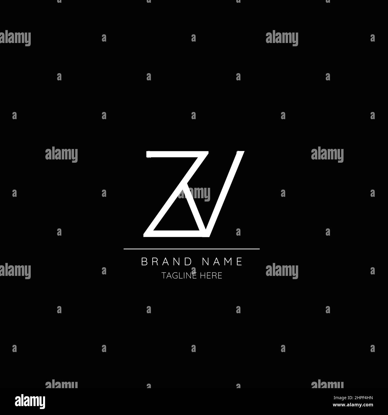Alfabeto ZV lettera iniziale icona logo Illustrazione Vettoriale