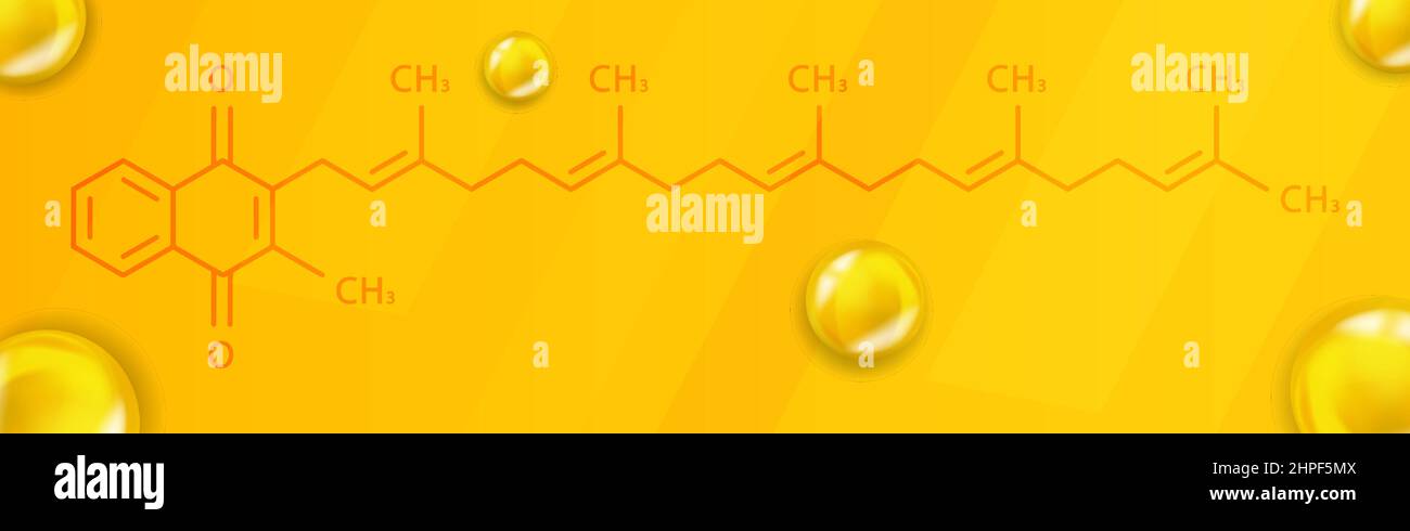 Vitamina K2 formula chimica. Vitamina K2 struttura molecolare chimica realistica Illustrazione Vettoriale