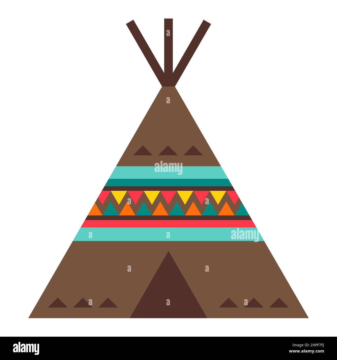 Illustrazione degli indiani americani wigwam. Immagine etnica in stile nativo. Illustrazione Vettoriale