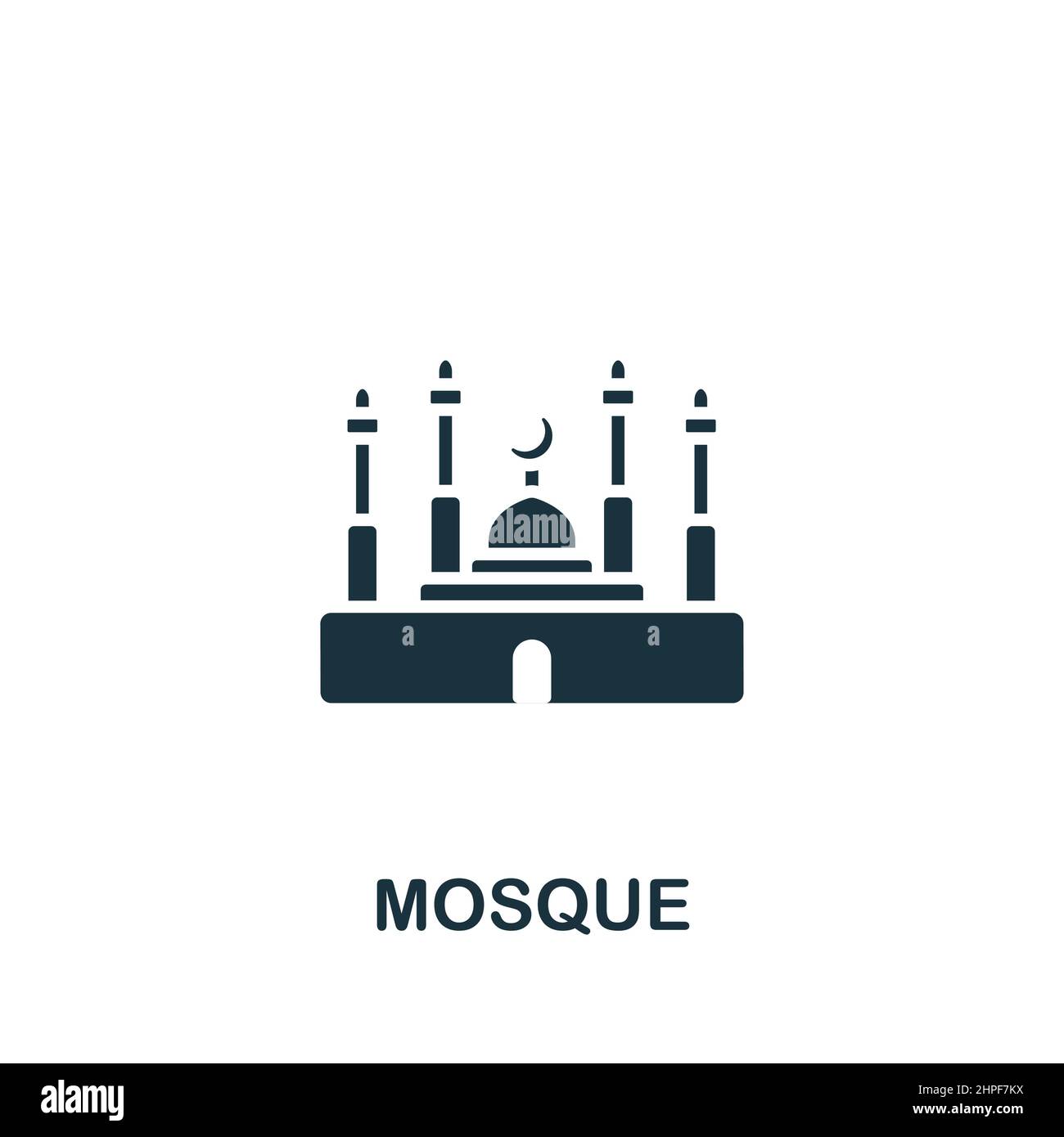 Icona della moschea. Icona semplice monocromatica per modelli, web design e infografiche Illustrazione Vettoriale