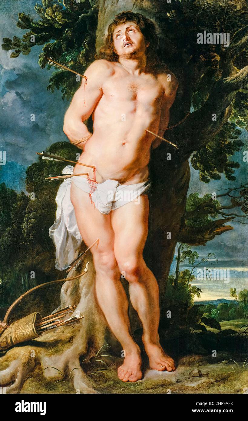 San Sebastiano, dipinto a olio su tela di Peter Paul Rubens, circa 1618 Foto Stock
