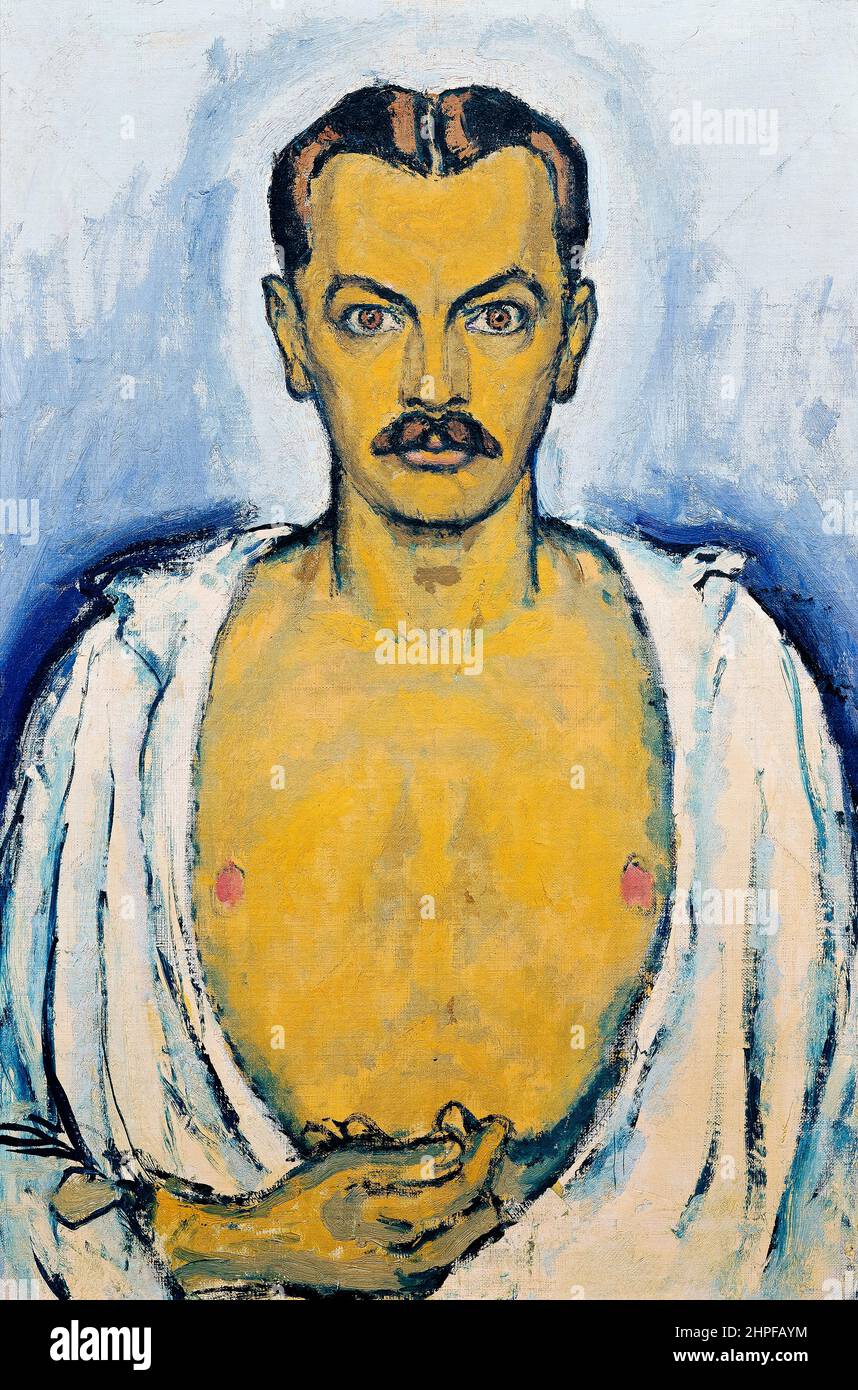 Koloman Moser (1868-1918) Selbstporträt (autoritratto) pittura, olio su tela su cartone, 1915 Foto Stock