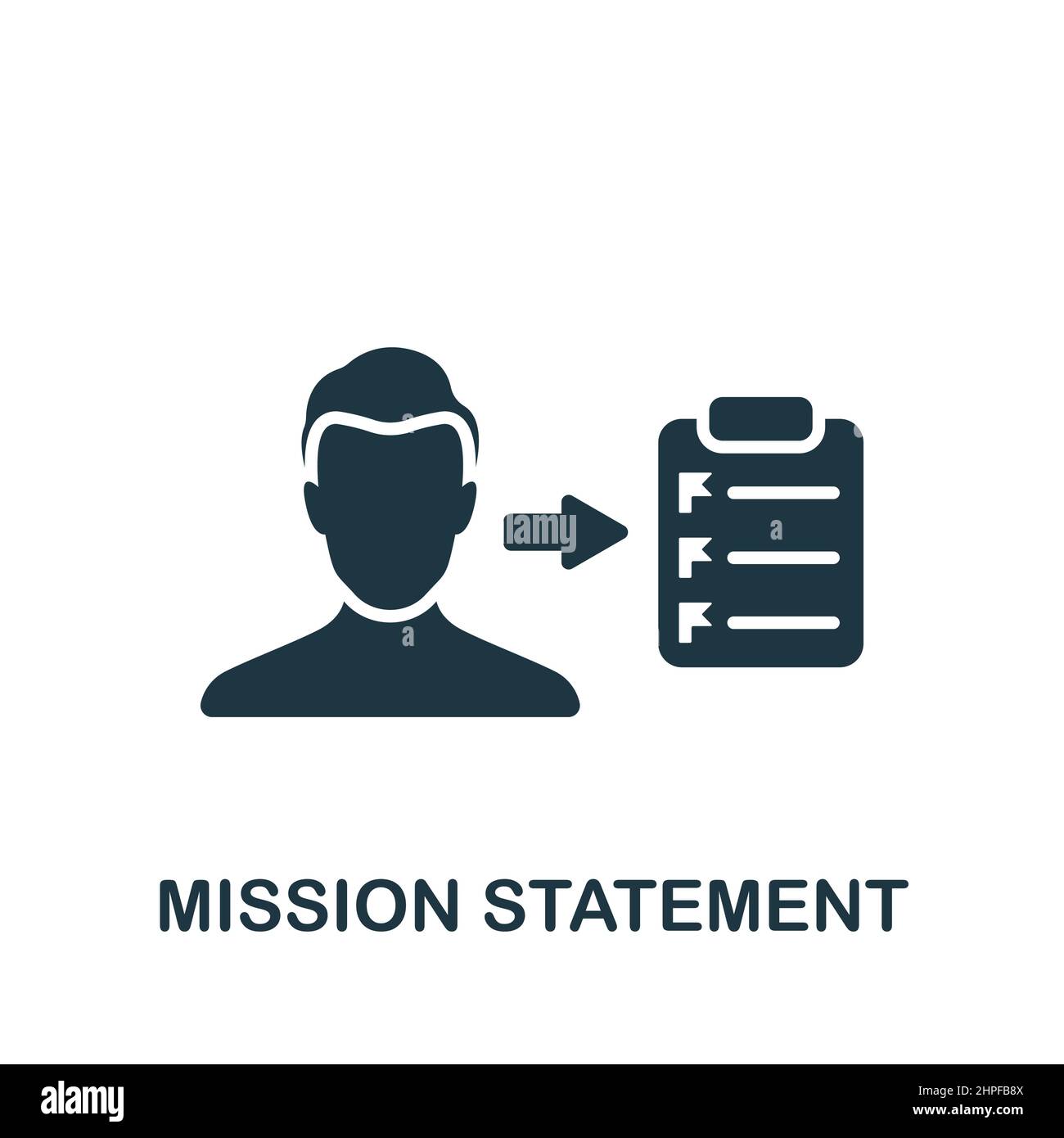 Icona della dichiarazione di missione. Icona semplice monocromatica per modelli, web design e infografiche Illustrazione Vettoriale