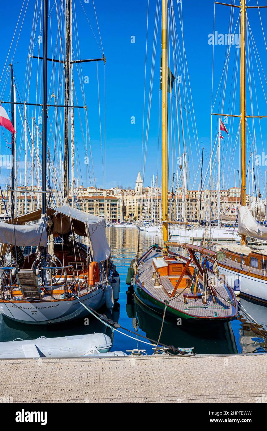 LE VIEUX PORT, MARSIGLIA, BDR FRANCIA 13 Foto Stock