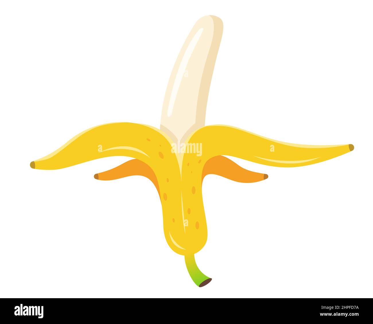 banana gialla matura pelata. illustrazione vettoriale piatta. Illustrazione Vettoriale