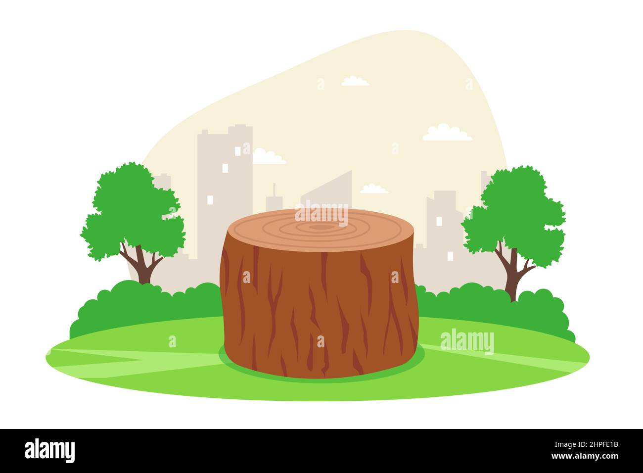 moncone da un albero nella foresta. chop legno. illustrazione vettoriale piatta. Illustrazione Vettoriale
