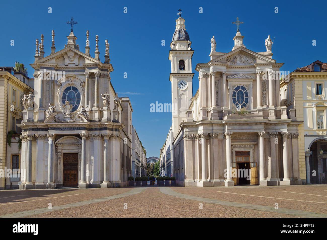 Chiese gemelle di Santa Cristina e San Carlo Borromeo a Torino. Foto Stock