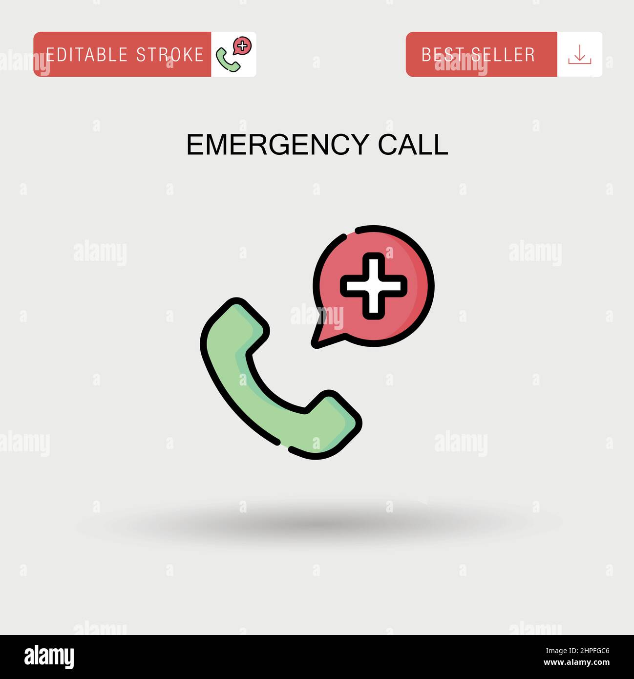 Icona vettore semplice chiamata di emergenza. Illustrazione Vettoriale
