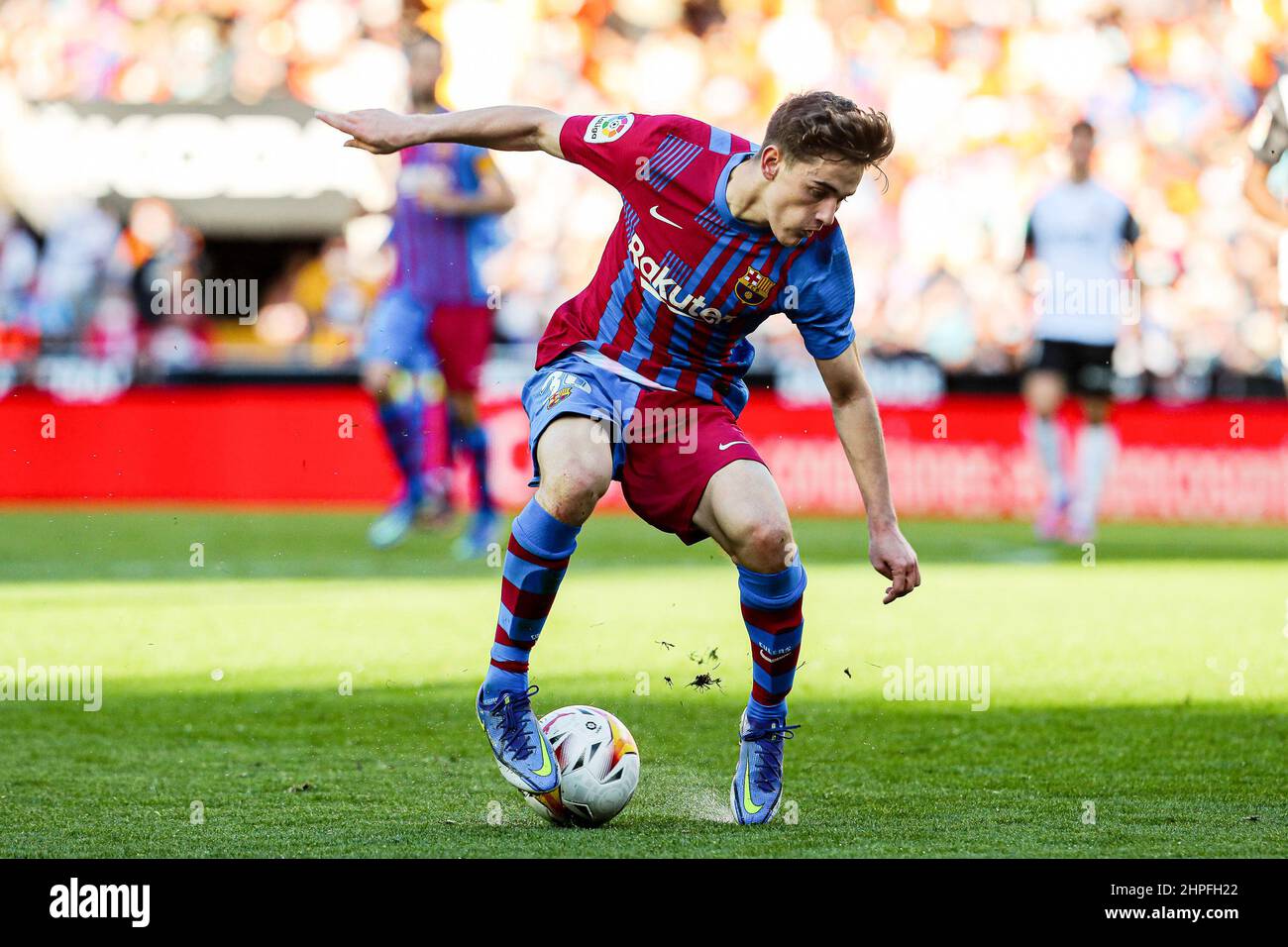 Valencia, Spagna, 20 febbraio 2022, Pablo Martin 'Gavi' del FC Barcellona durante il campionato spagnolo la Liga partita di calcio tra Valencia CF e FC Barcellona il 20 febbraio 2022 allo stadio Mestalla di Valencia, Spagna - Foto: Ivan Terron/DPPI/LiveMedia Foto Stock
