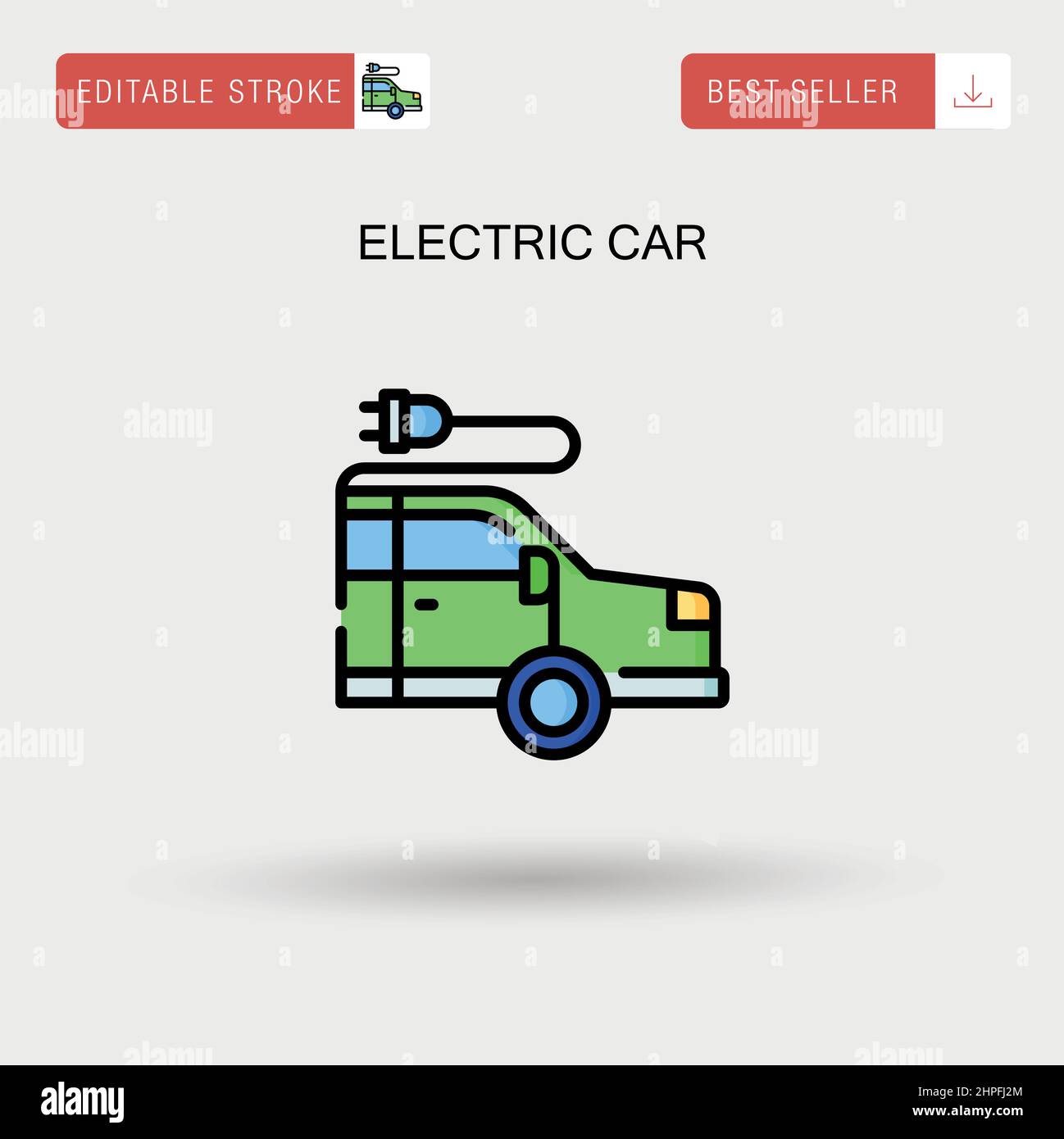 Icona vettoriale semplice per auto elettriche. Illustrazione Vettoriale