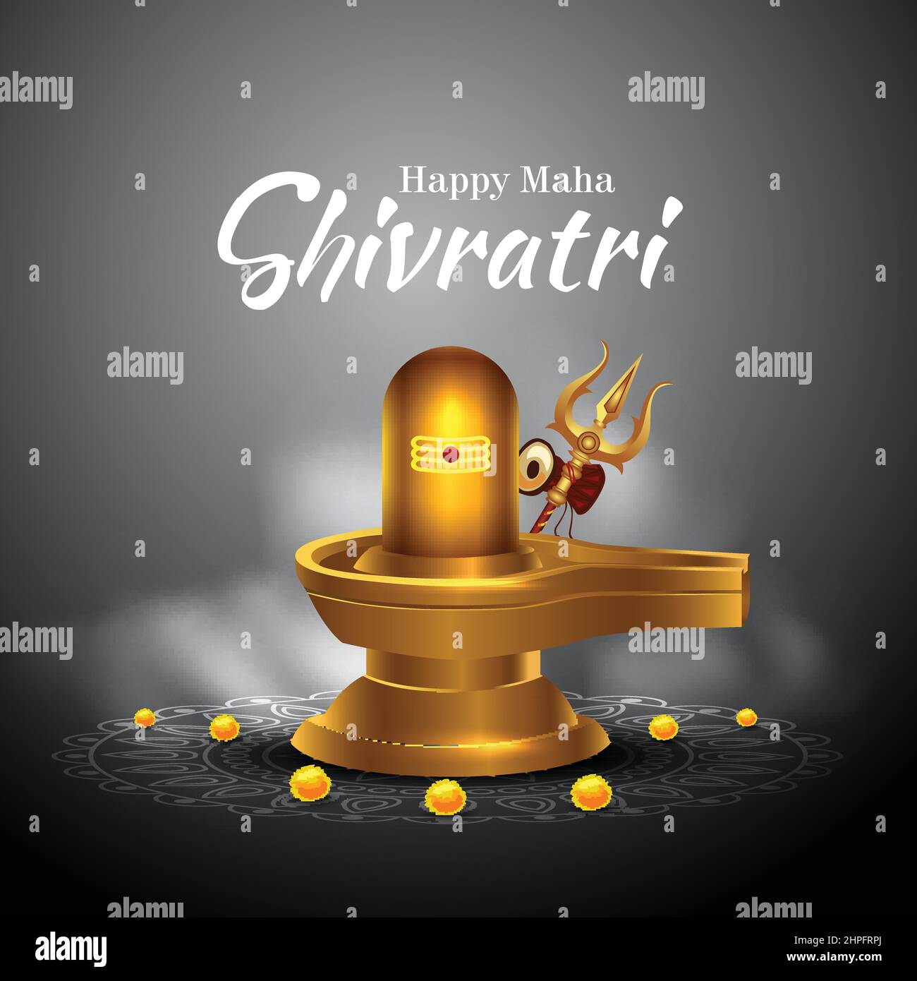 Happy maha Shivratri con shiv ling, un festival indù celebrato della notte di lord shiva, calligrafia inglese. Disegno vettoriale Illustrazione Vettoriale