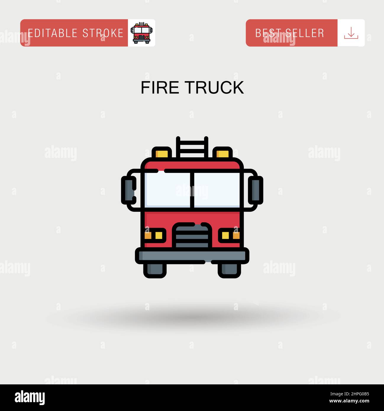 Icona vettore semplice del camion dei pompieri. Illustrazione Vettoriale