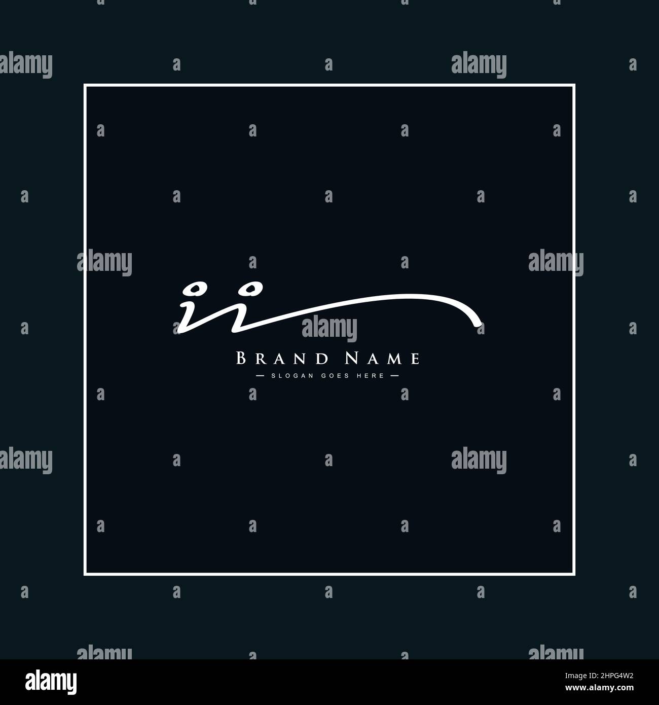Lettera iniziale II Logo - Logo di stile firmato disegnato a mano - modello di logo vettoriale per le iniziali del nome aziendale in stile firmato Illustrazione Vettoriale