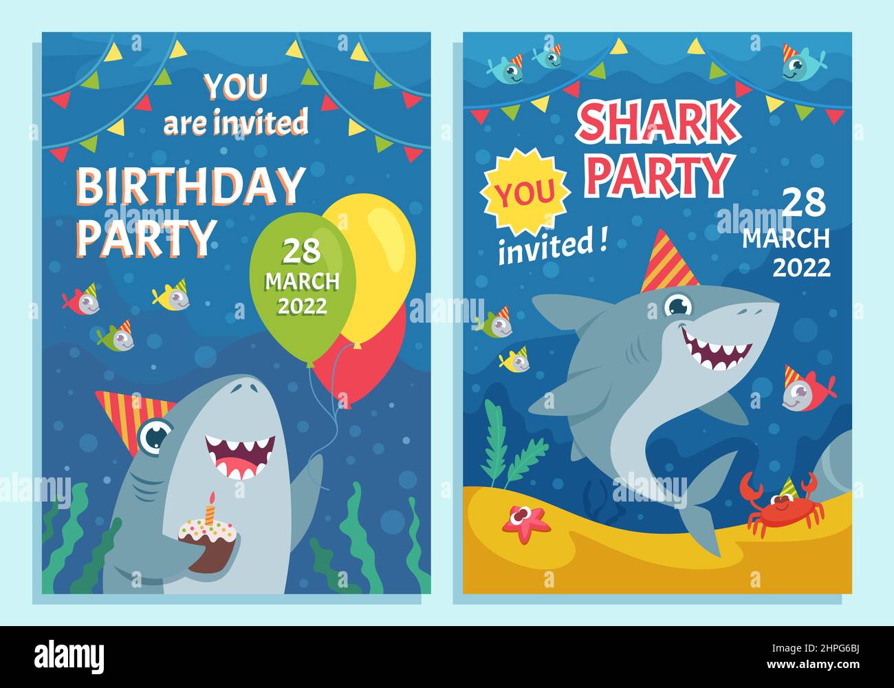 Divertente biglietto di auguri di compleanno a tema squalo - Biglietto stampabile per bambini (due dimensioni) - Italia