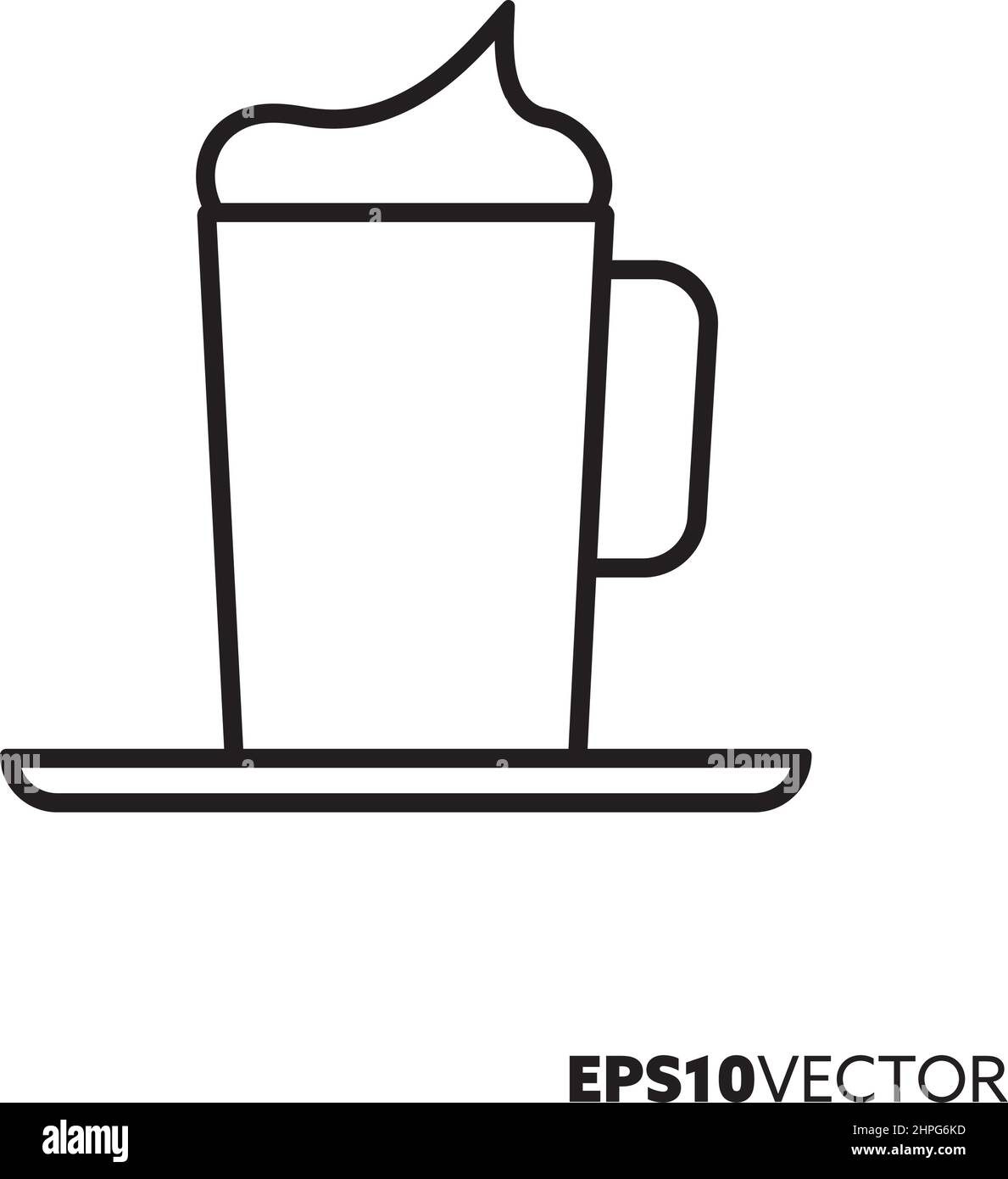 Caffè con icona a forma di panna montata. Simbolo di contorno di specialità di caffè e bevande calde. Illustrazione vettoriale piatta degli utensili da cucina. Illustrazione Vettoriale