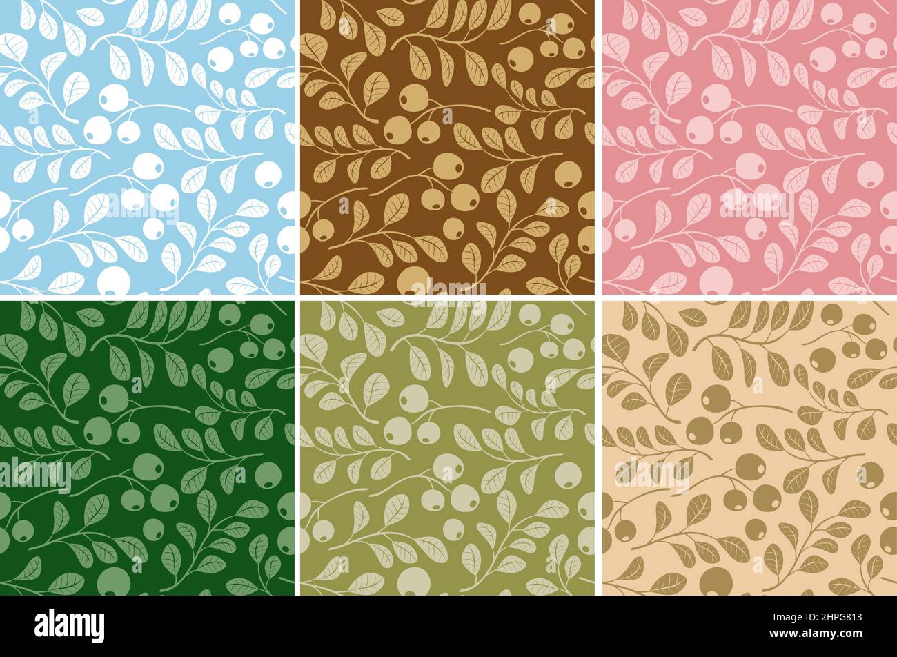 motivi floreali con bacche - vettore set Illustrazione Vettoriale