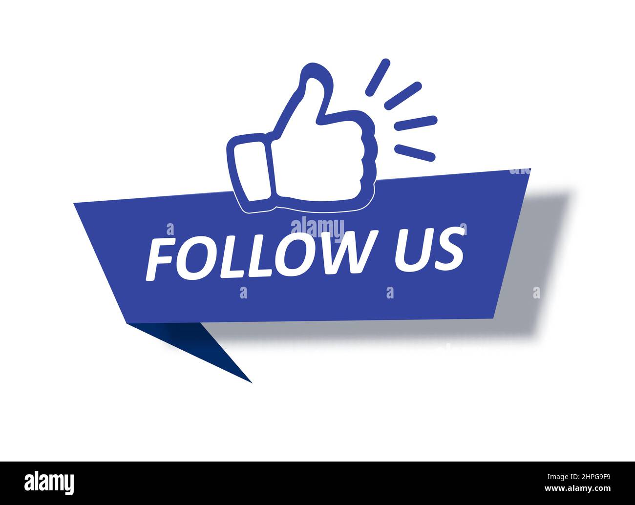 Icona Seguici con la mano. Su sfondo bianco Illustrazione Vettoriale