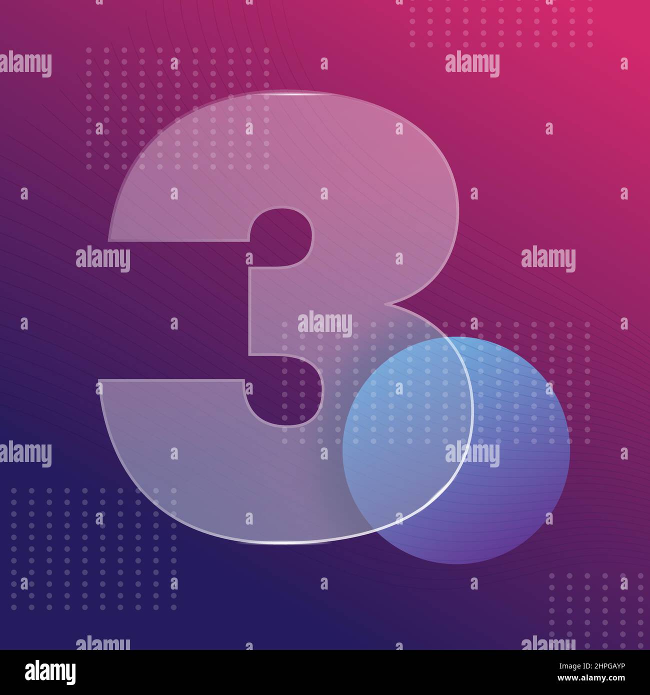 Effetto morfismo del vetro. Acrilico satinato trasparente forma numero 3 su vetro blu porpora gradiente bacground realistico vetro morfismo opaco rettangolo plexiglass Illustrazione Vettoriale