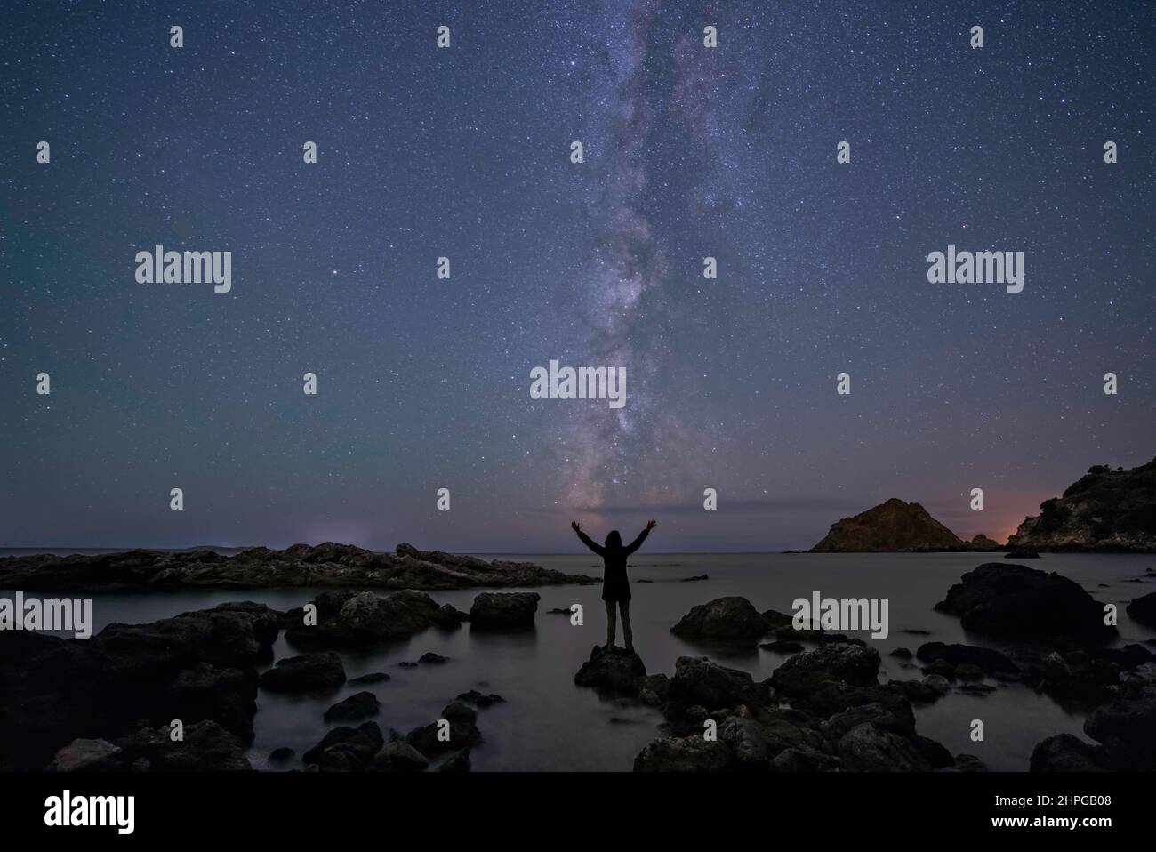 Meraviglie del cielo notturno, contemplano la Via Lattea Foto Stock