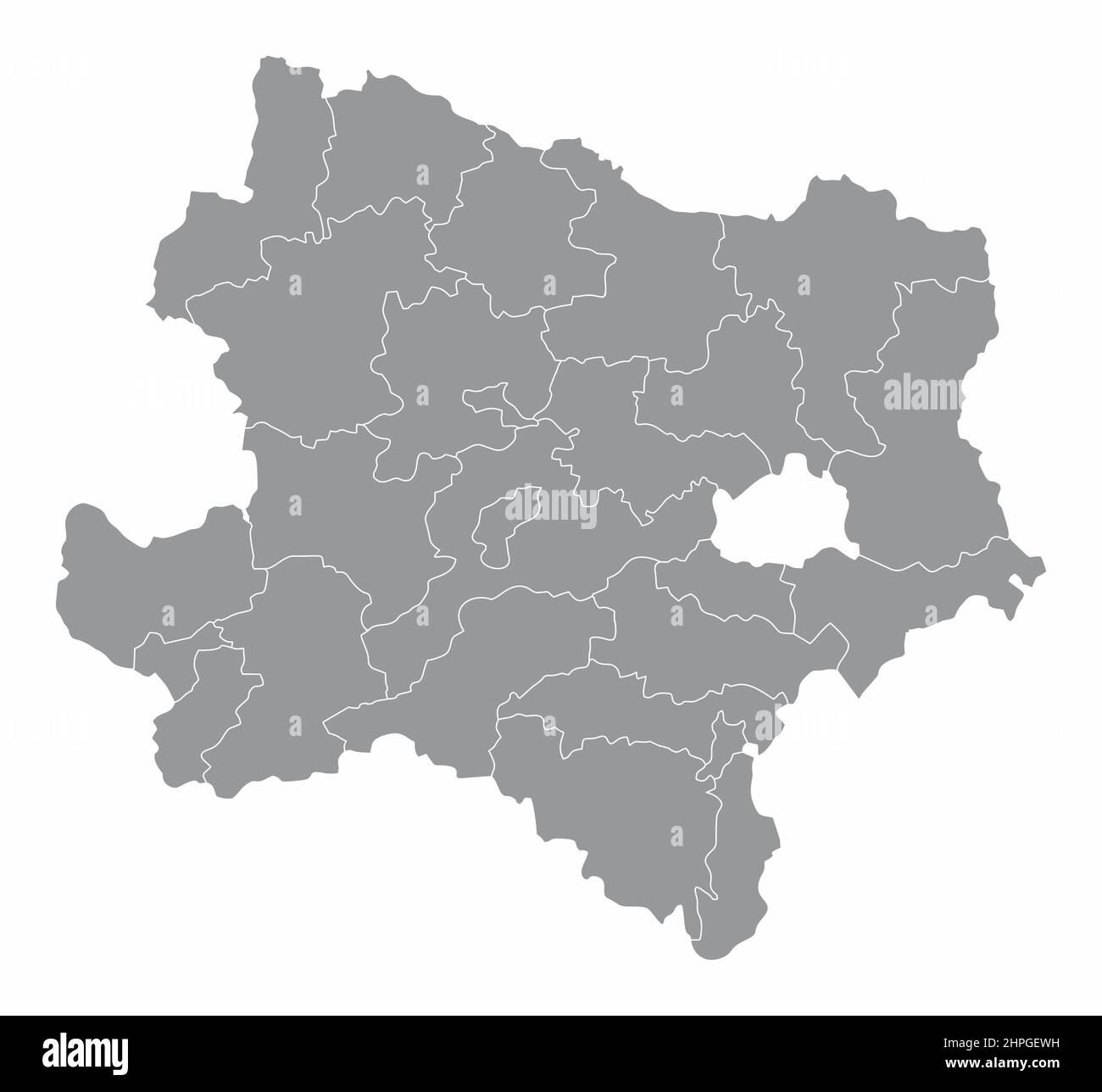 Stato dell'Austria inferiore. Mappa amministrativa isolata su sfondo bianco. Illustrazione Vettoriale