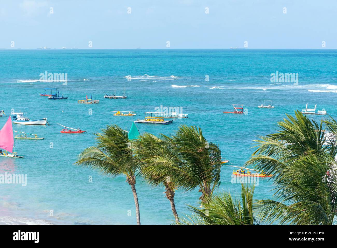 Le zattere turistiche di Porto de Galinhas spiaggia. Ipojuca, Pernambuco - Brasile. Foto Stock