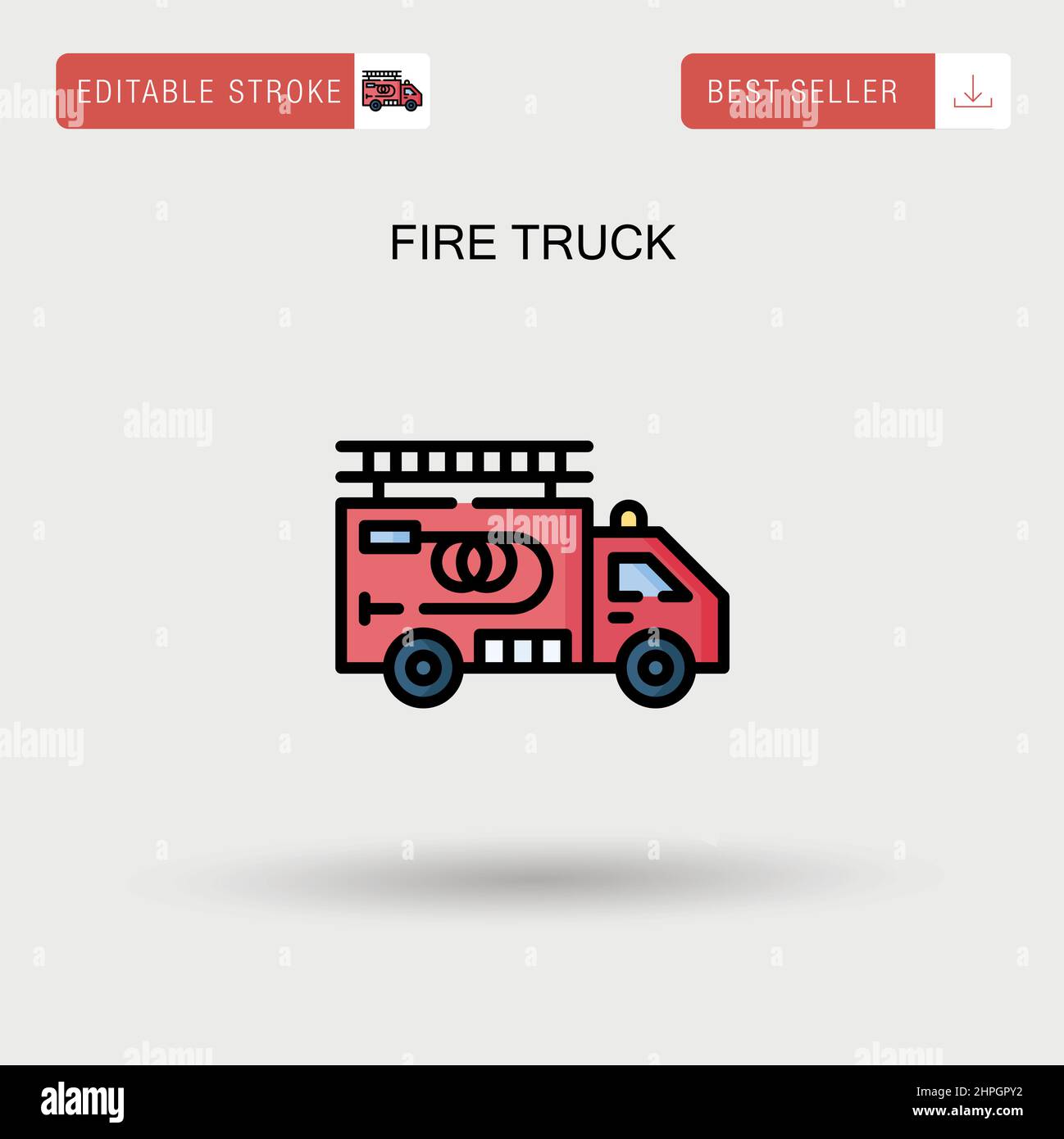 Icona vettore semplice del camion dei pompieri. Illustrazione Vettoriale