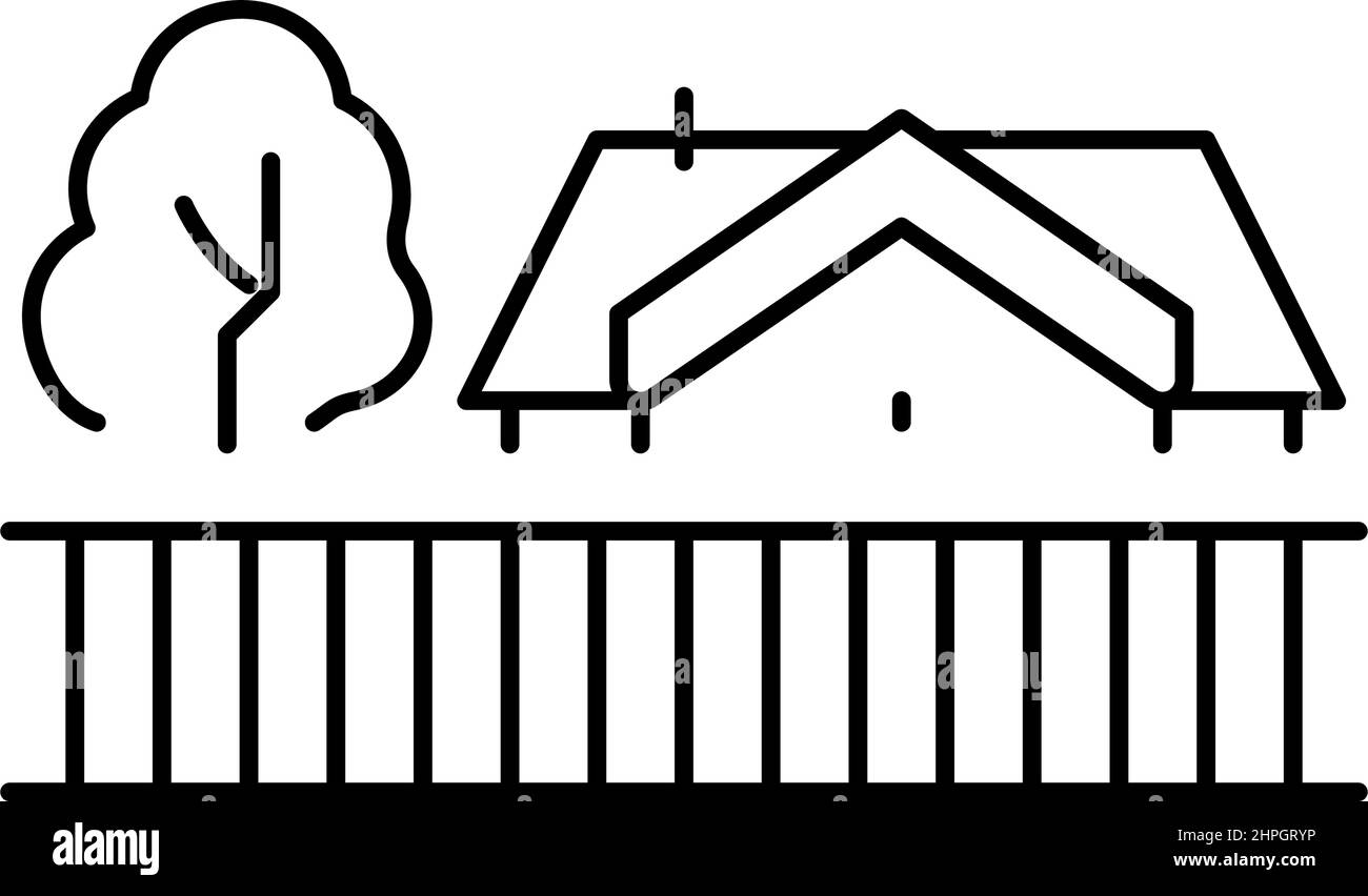 casa privata periferia linea icona vettore illustrazione Illustrazione Vettoriale