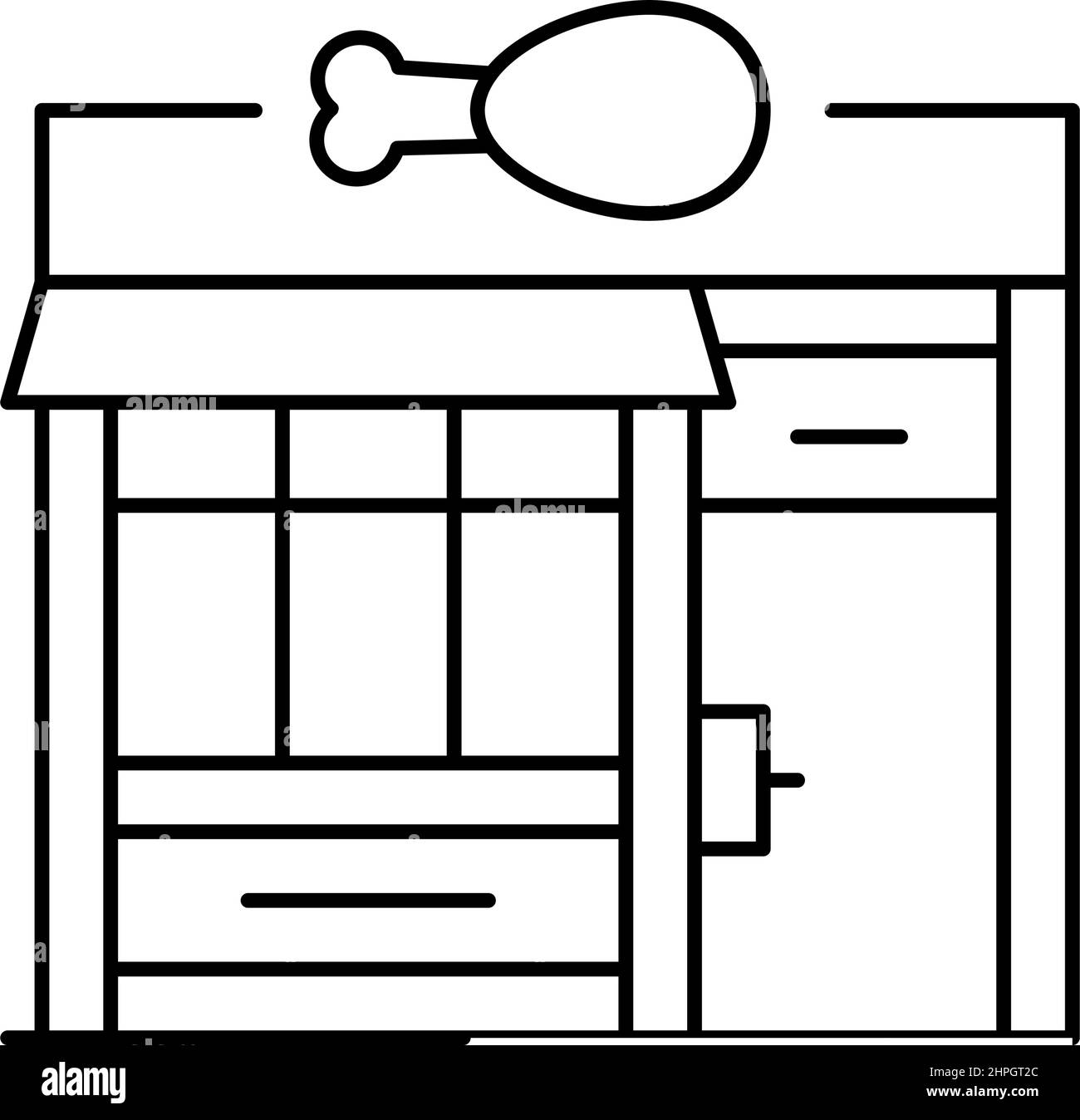 illustrazione vettoriale dell'icona della linea del macellaio Illustrazione Vettoriale