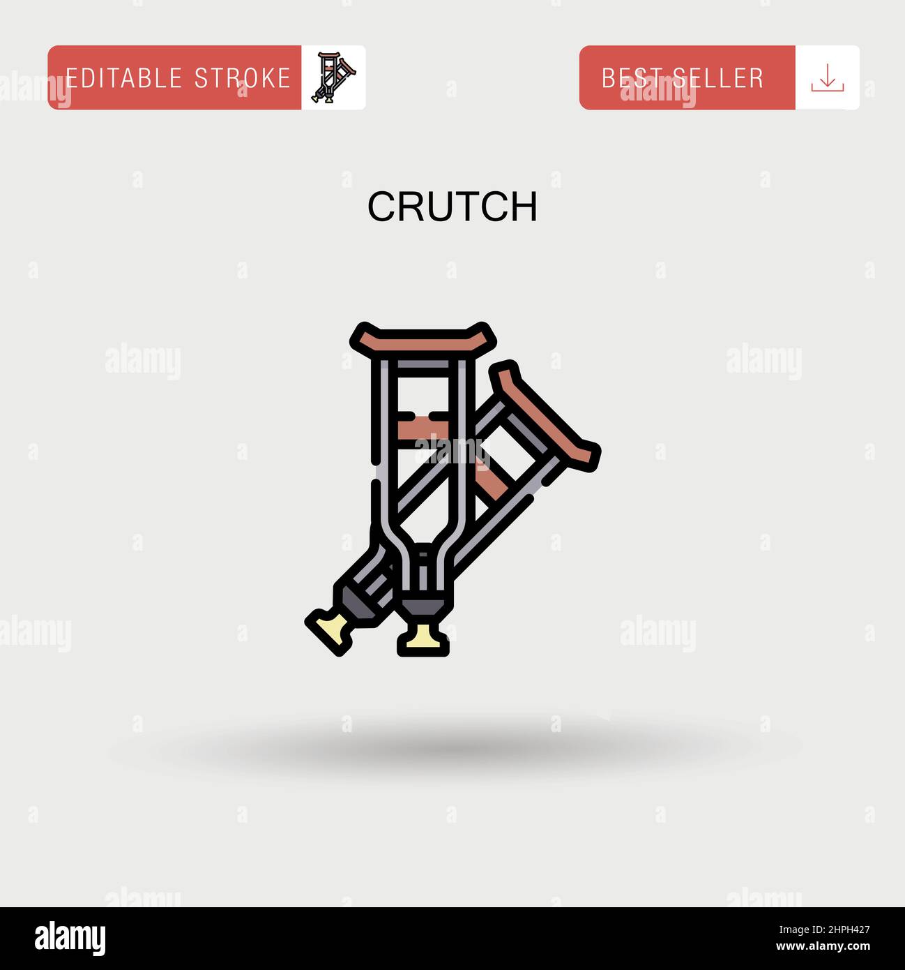 Icona vettore semplice crutch. Illustrazione Vettoriale