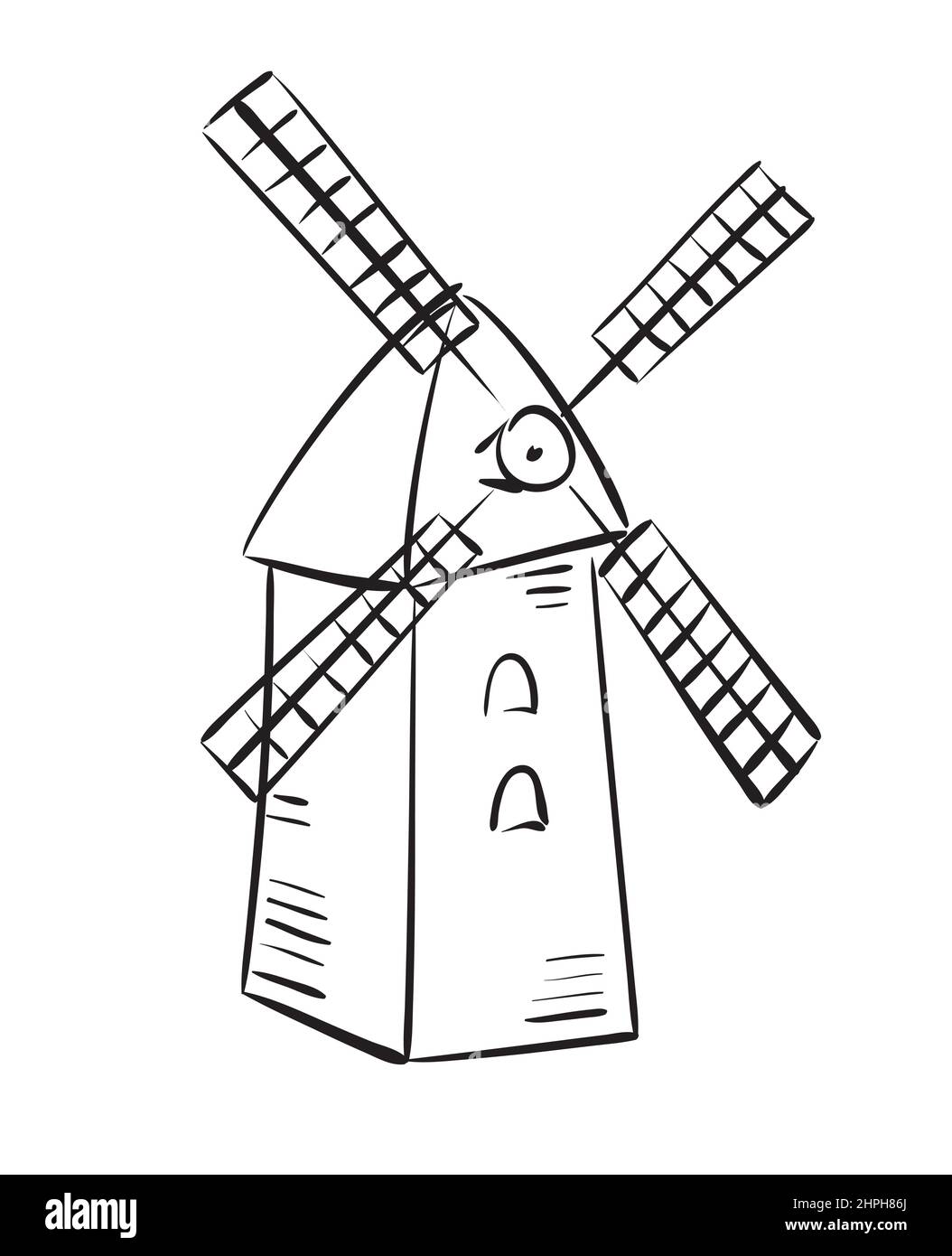 mulino rurale - schizzo vettoriale Illustrazione Vettoriale