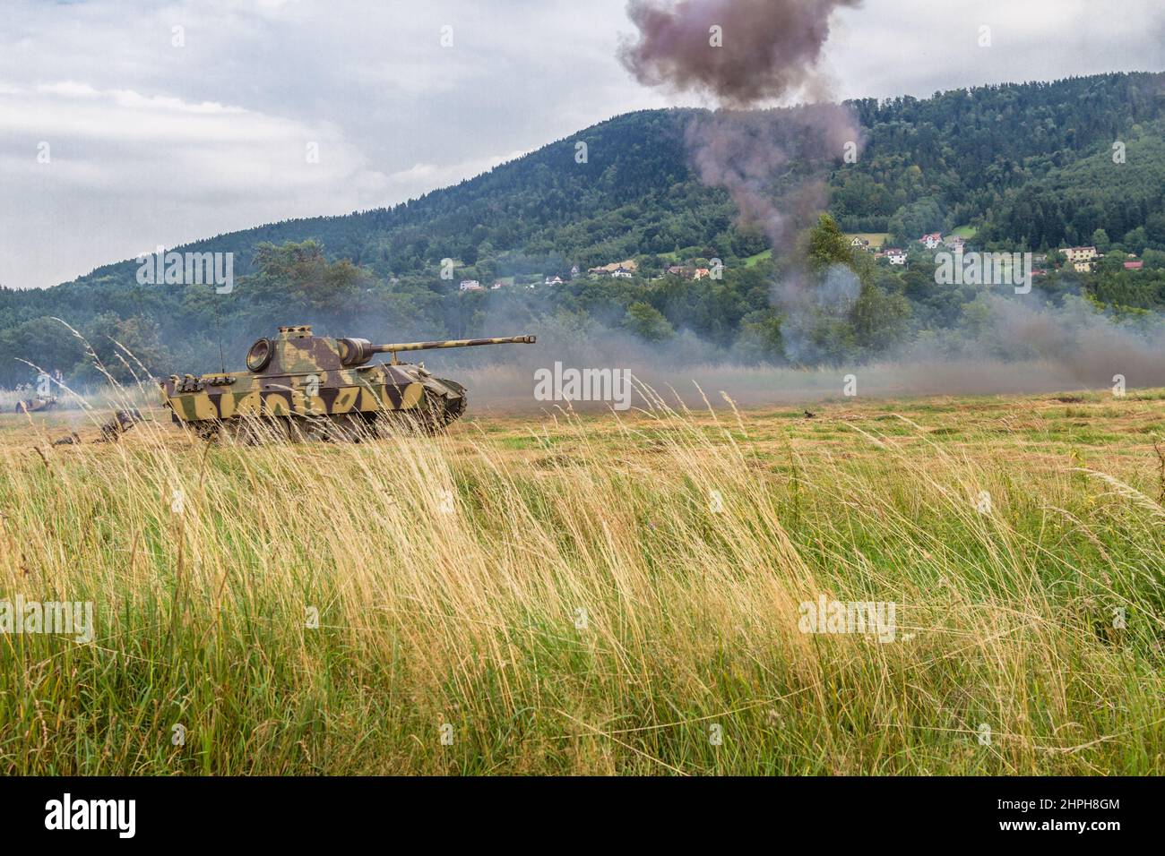 Tedesco serbatoio PzKpfw 171 Panther da WW II durante la rievocazione storica. Polonia Foto Stock