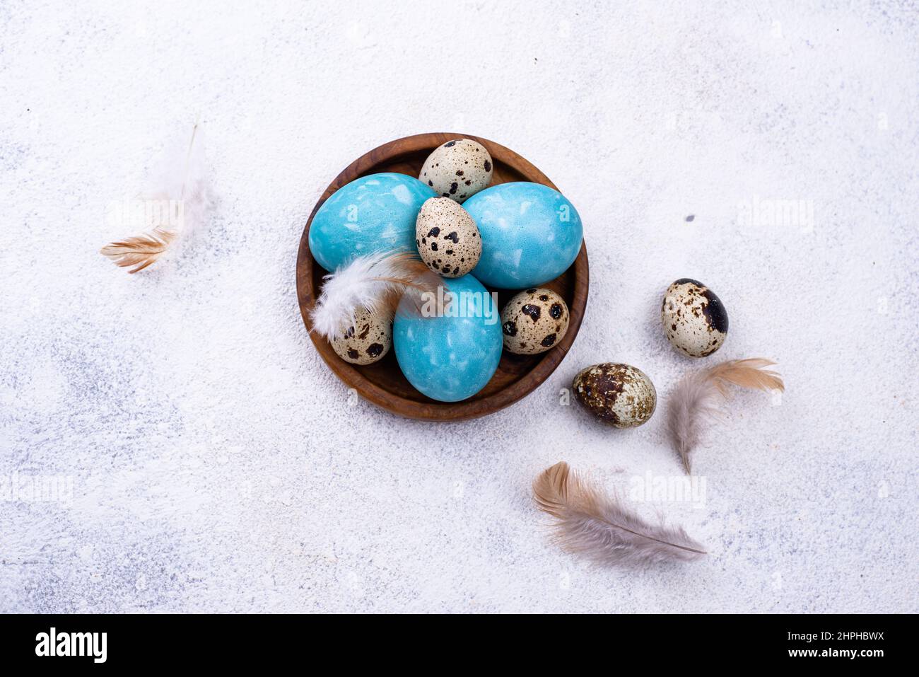 Uova di Pasqua di colore blu Foto Stock