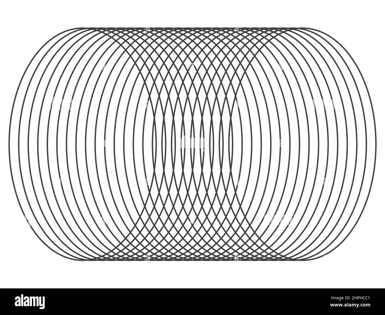 Un grafico che mostra un oggetto a forma di molla. Grafica vettoriale di un oggetto a forma di molla creato trasformando i cerchi. Illustrazione Vettoriale