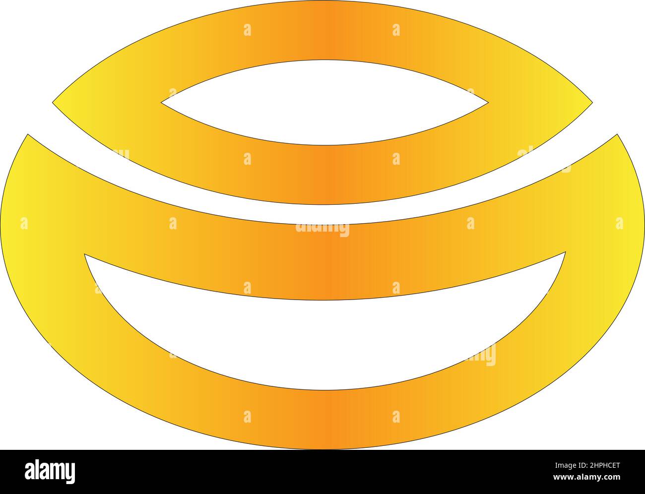 La grafica vettoriale è stata creata come risultato delle trasformazioni del cerchio e dell'uso di una sfumatura. Design del logo. Illustrazione Vettoriale