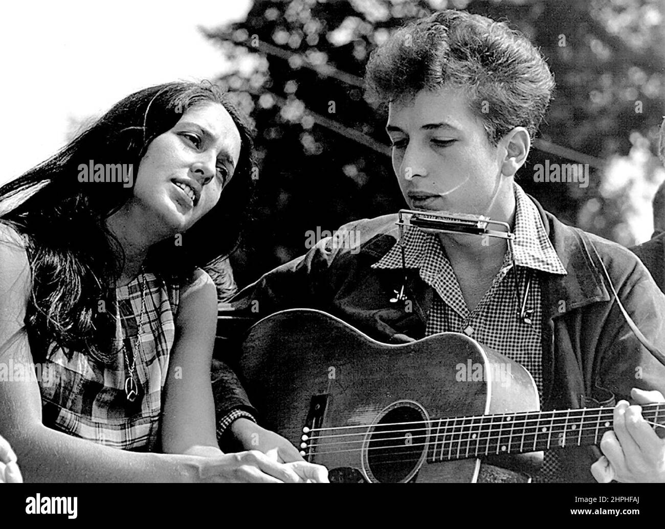 Joan Baez e Bob Dylan, marcia per i diritti civili su Washington, D.C. ca. 28 agosto 1963 Foto Stock