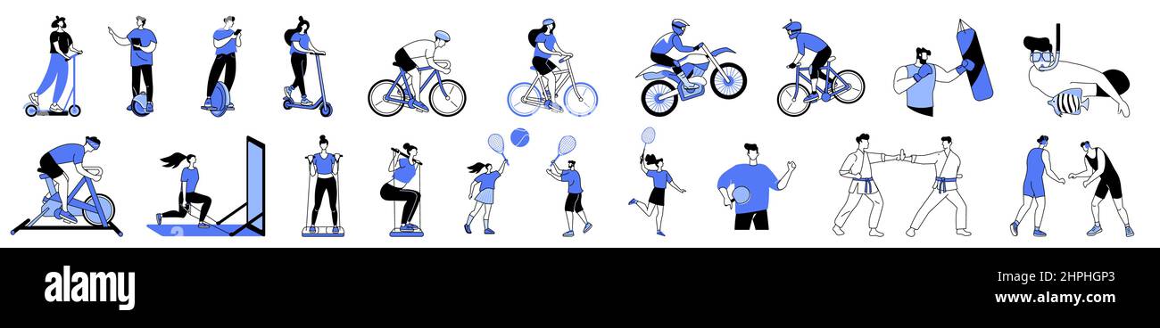 Sport e tempo libero persone. Illustrazione Vettoriale