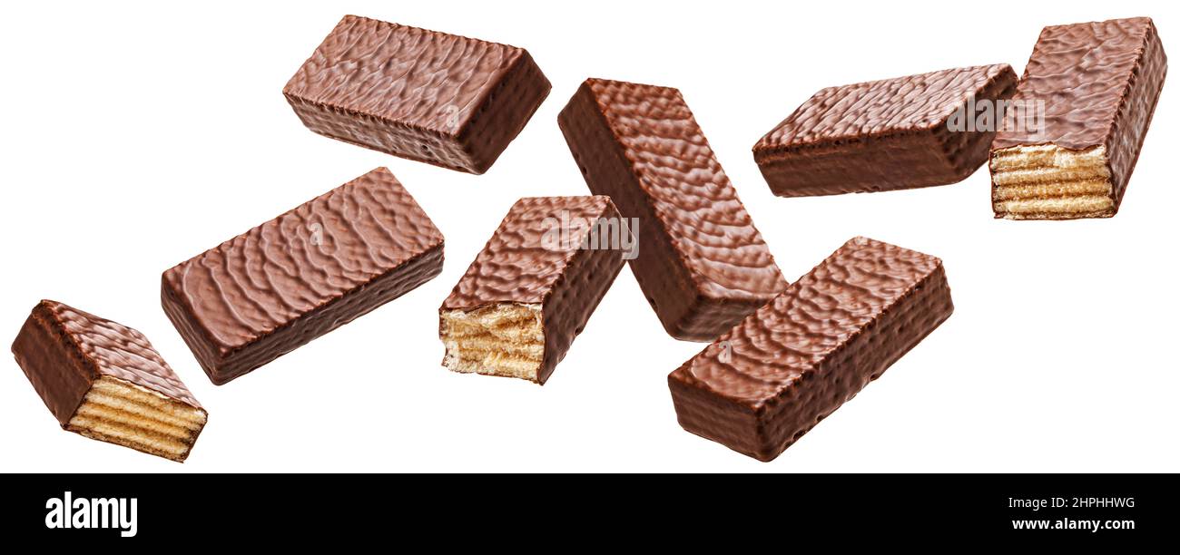 Cialde di cioccolato isolate su sfondo bianco Foto Stock Cialde di cioccolato isolate su sfondo bianco Foto Stock