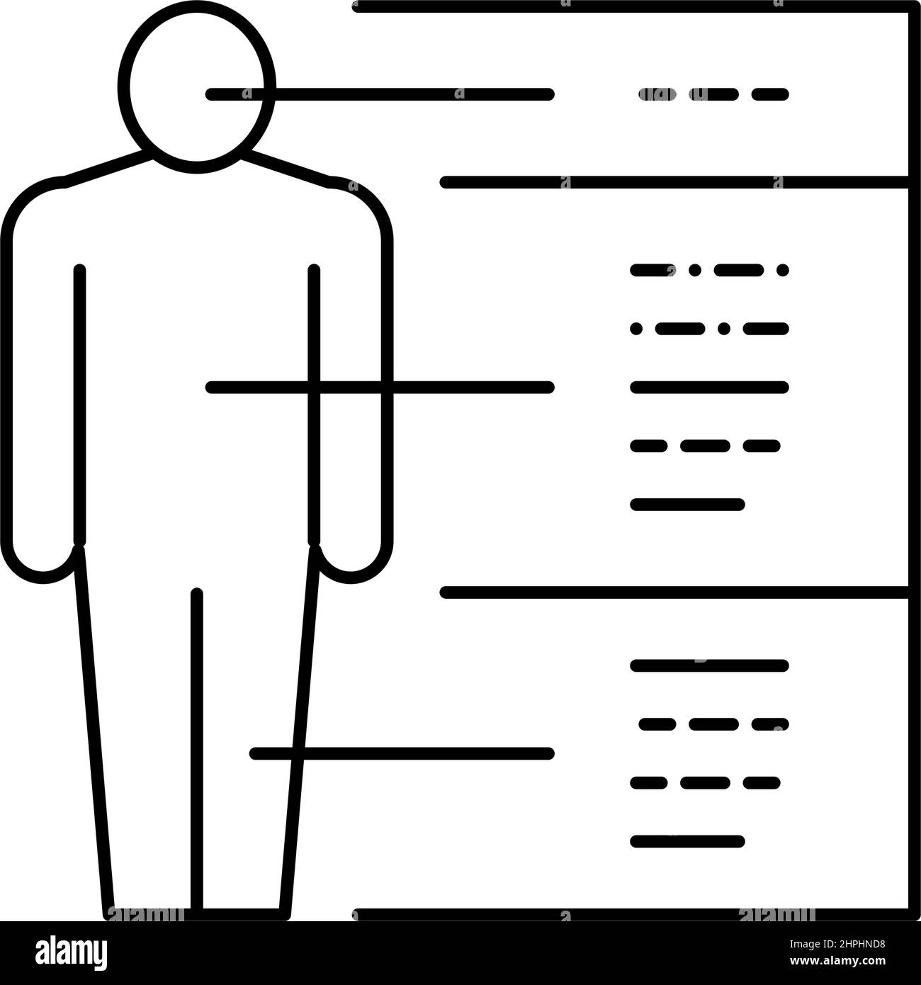 illustrazione vettoriale dell'icona della linea del diagramma anatomico Illustrazione Vettoriale