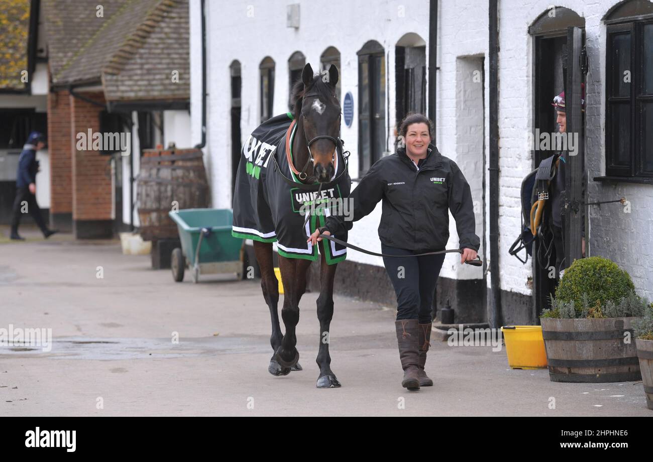 Shishkin che sta correndo nel campione Chase Racing trainer Nicky Henderson ha aperto le porte del suo cantiere sette Barrows a Lamborn davanti al che Foto Stock