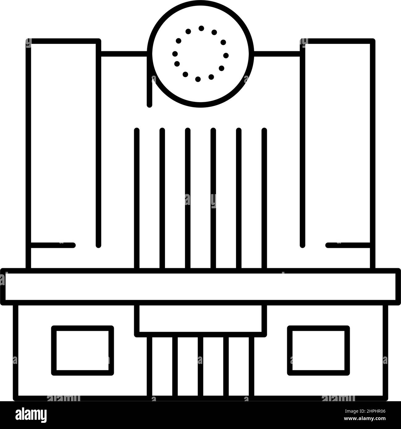illustrazione vettoriale dell'icona della linea di costruzione del cinema Illustrazione Vettoriale