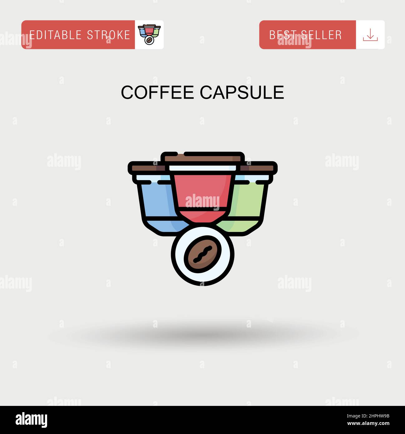 Icona vettoriale semplice della capsula di caffè. Illustrazione Vettoriale