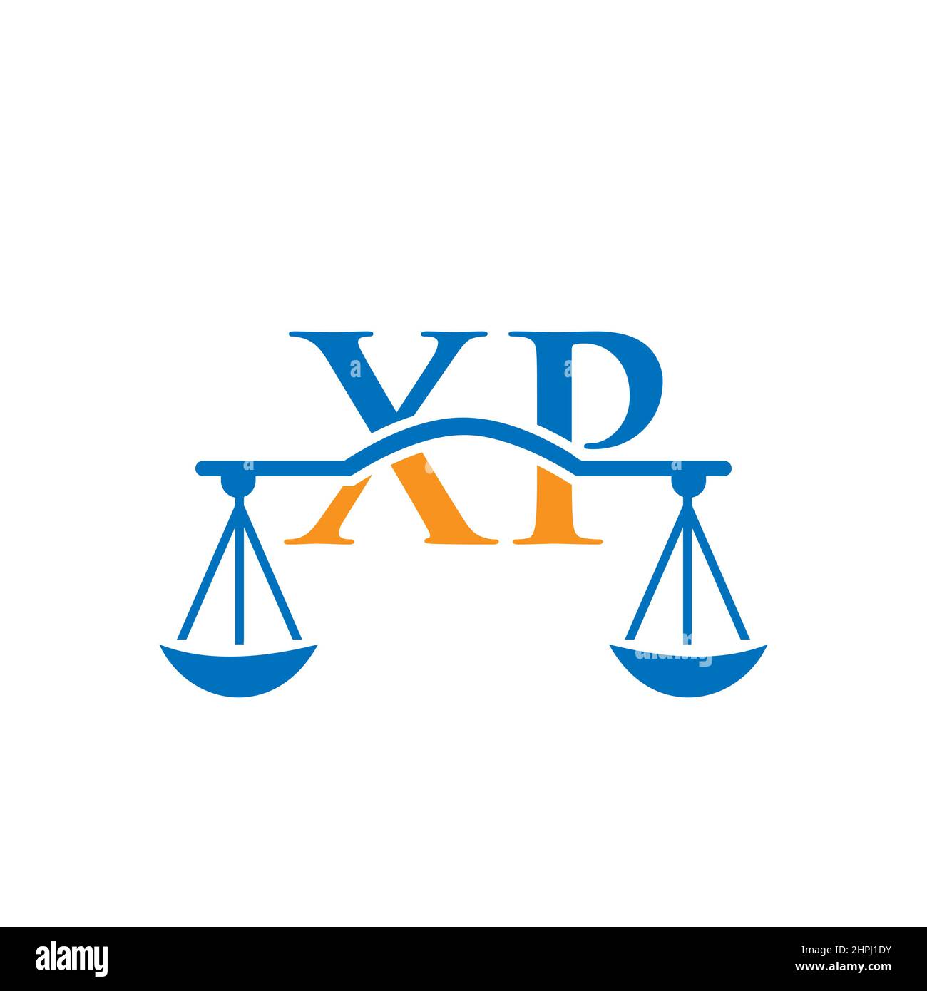 Studio legale Letter XP Logo Design. Avvocato, avvocato di legge avvocato servizio avvocato, Ufficio legale, Scala. Logo studio legale su lettera XP Vector Sign Illustrazione Vettoriale