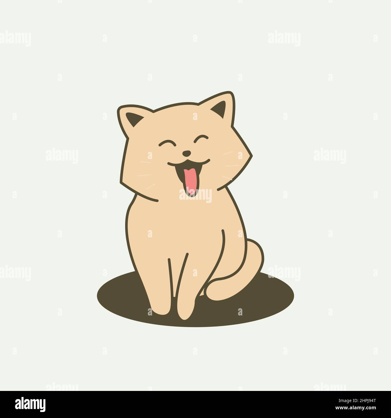 Carino gatto sorridente Sit adorabile Kitten Cartoon Illustrazione Vettoriale