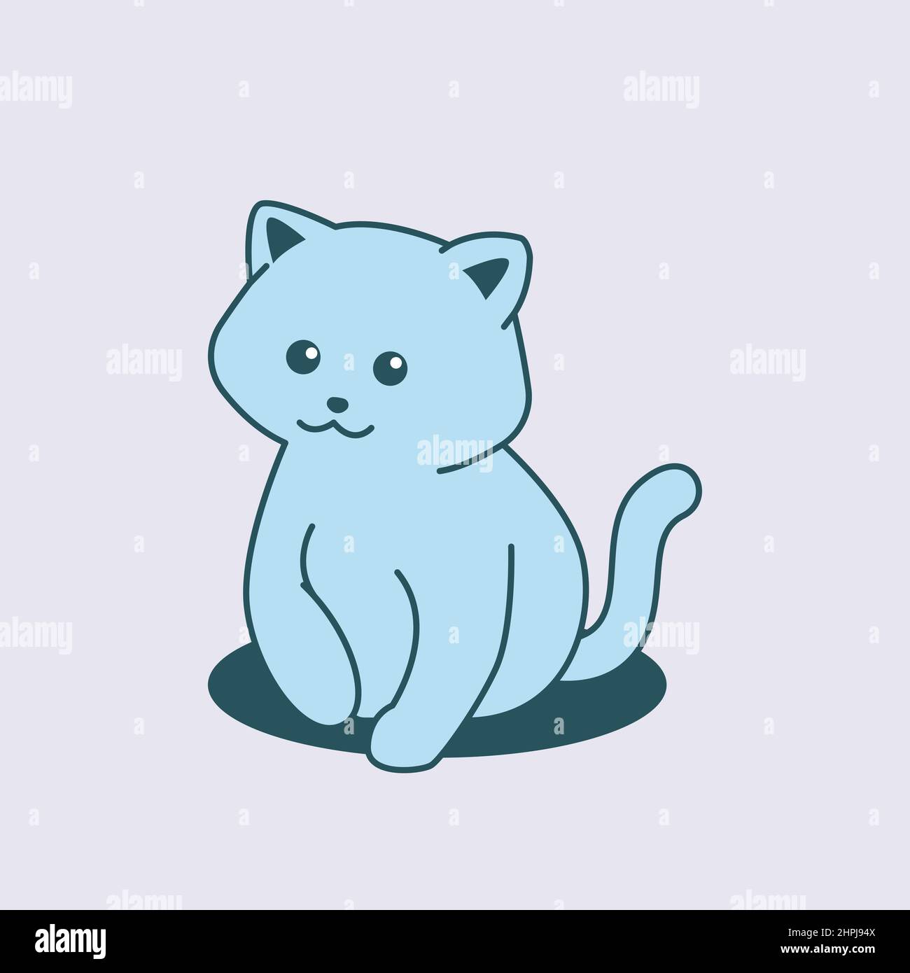 Carino gatto piccolo Sit adorabile Kitten Cartoon colore pastello Illustrazione Vettoriale