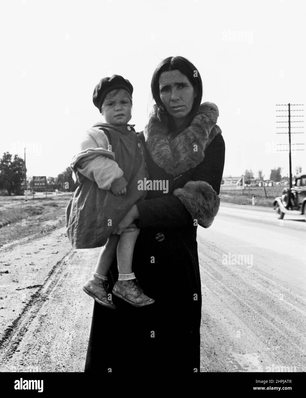 Dorothea Lange - madre e bambino senza tetto vicino a Brawley, California, Stati Uniti d'America - 1939 Foto Stock